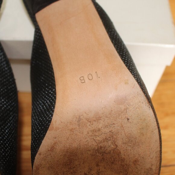 True Vintage 1990s Isaac Mizrahi Pointy Toe Canvas Mule Heels Size 10 - Picture 2 of 5